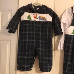 Infant Black Watch Christmas smocked outfit